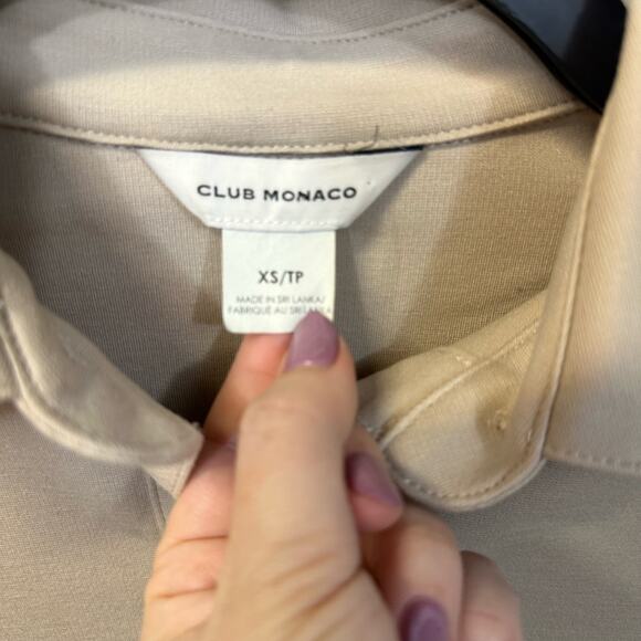 Club Monaco Neutral Cream Beige Stretch Button Down Blouse Top XS - Picture 2 of 5